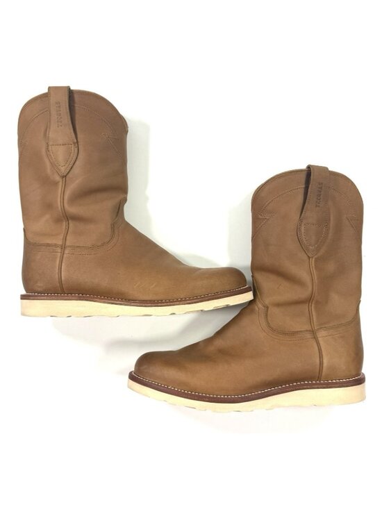 Tecovas Mens Boots The Knox Wedge Brown Cowhide Ropers Size 9.5 EE Work Ranch